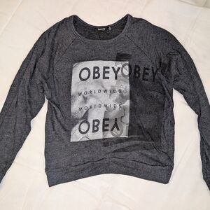 Gray OBEY Graphic Sweatshirt Women Small NWOT